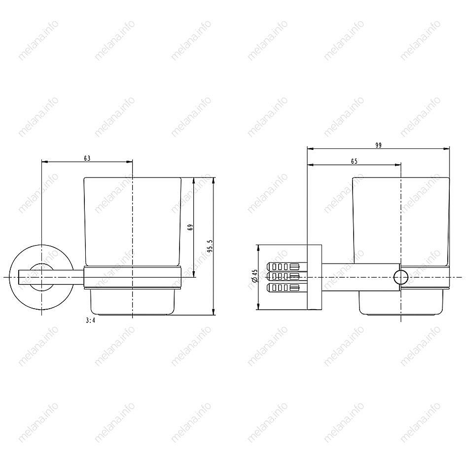 Стакан подвесной Melana MLN-861010 купить в интернет-магазине сантехники Sanbest