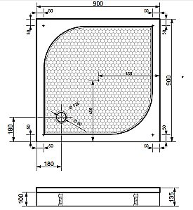 Душевой поддон Эстет Гамма 90x90 белый купить в интернет-магазине Sanbest