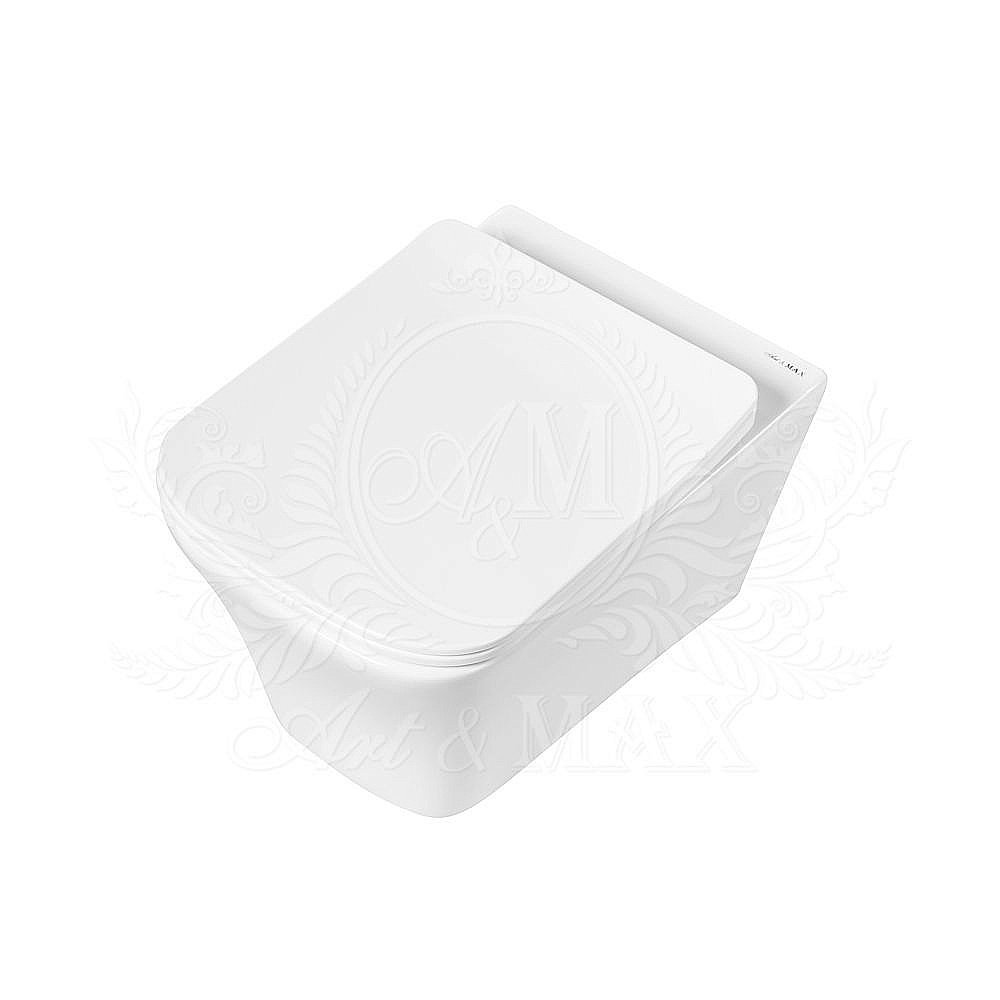 Унитаз подвесной Art&Max PLATINO AM9321CHR/SC белый, с сиденьем микролифт, безободковый купить в интернет-магазине Sanbest