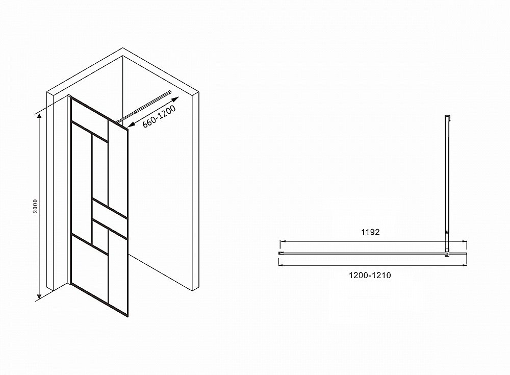 Душевое ограждение ABBER Immer Offen AG63120B8 120 стекло прозрачное/профиль черный купить в интернет-магазине Sanbest