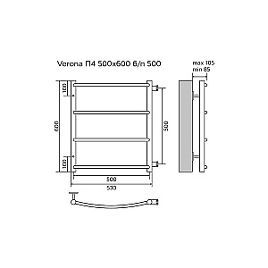 Полотенцесушитель водяной Azario Verona 500/600 AZ04556 хром купить в интернет-магазине сантехники Sanbest