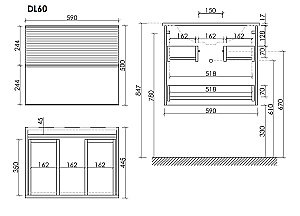 Тумба с раковиной Sancos DELTA DL60GR 60 дуб красный/графит для ванной в интернет-магазине Sanbest