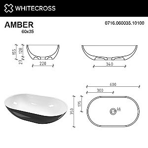 Раковина накладная WhiteCross Amber 60 0716.060035.10100 черная, белая купить в интернет-магазине Sanbest