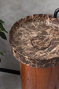 Раковина Boheme Corian 40 801-ED+801-Base-RWood Emprador/Red Wood купить в интернет-магазине Sanbest