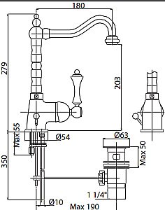 Смеситель для раковины Cezares Margot LSM2-01 N хром/ручка черная купить в интернет-магазине сантехники Sanbest
