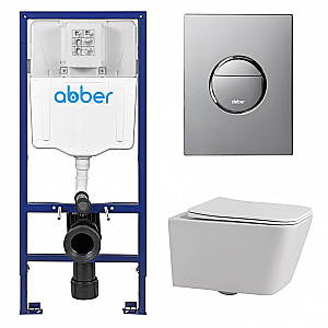 Унитаз ABBER Rechteck AC1201-AC0108-AC0126 белый, с крышкой микролифт, с инсталляцией, безободковый купить в интернет-магазине Sanbest