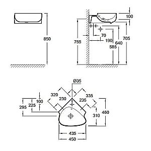 Раковина Jacob Delafon NOUVELLE VAGUE 45 EGL112-00 белая купить в интернет-магазине Sanbest