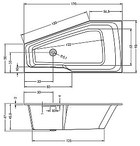 Акриловая ванна Riho Rething Space 170x90 белая купить в интернет-магазине Sanbest