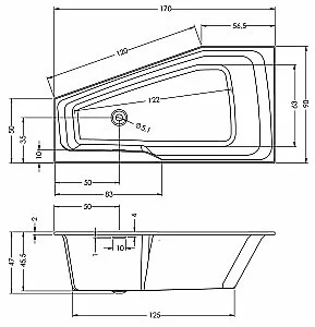 Акриловая ванна Riho Rething Space 170x90 белая купить в интернет-магазине Sanbest