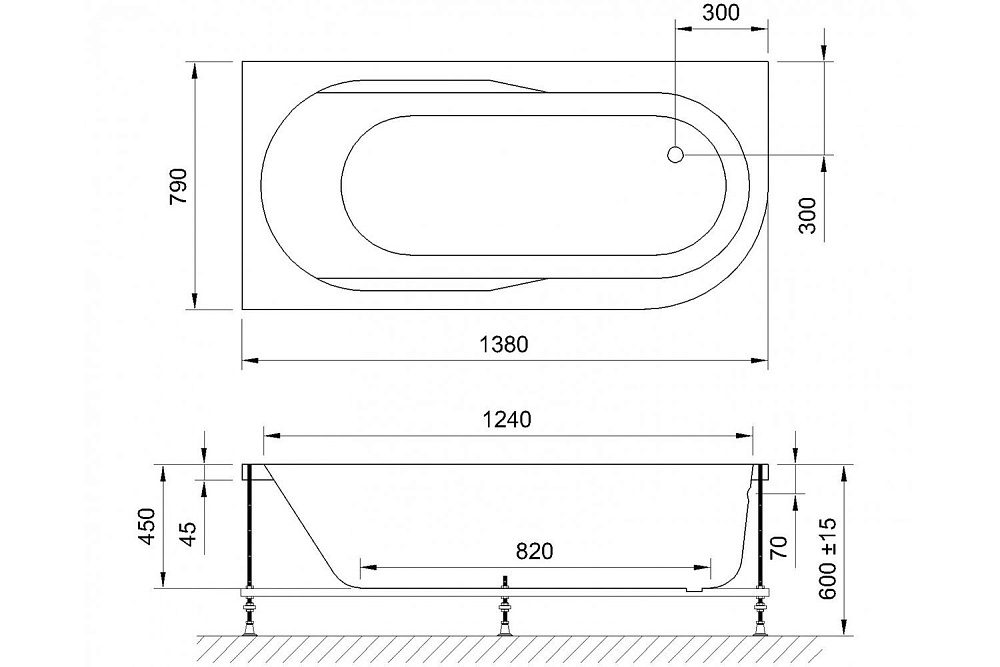 Гидромассажная ванна Royal Bath Azur De Luxe 140x80 купить в интернет-магазине Sanbest