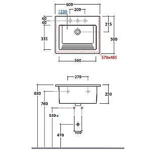Раковина подвесная Globo Forty3 60 FO063.BI*1 белая купить в интернет-магазине Sanbest