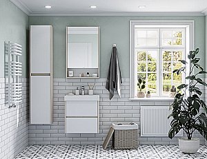 Тумба с раковиной Акватон Сканди 55 белая/дуб верона для ванной в интернет-магазине Sanbest