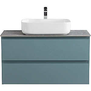 Тумба с раковиной и столешницей BelBagno 80 KRAFT-800-2C-SO-AO+KEP-80-GRN голубая матовая для ванной в интернет-магазине Sanbest