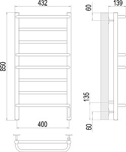 Полотенцесушитель электрический Terminus Евромикс П8 400х850 купить в интернет-магазине сантехники Sanbest