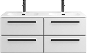 Тумба с раковиной Cezares ECO-CER-N 120 ECO-CER-N-1200-4C-SO-2-BL белая глянцевая для ванной в интернет-магазине Sanbest