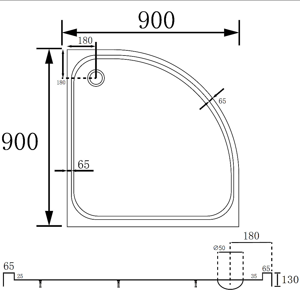 Душевой поддон Abber 90х90 AD3A090 белый купить в интернет-магазине Sanbest