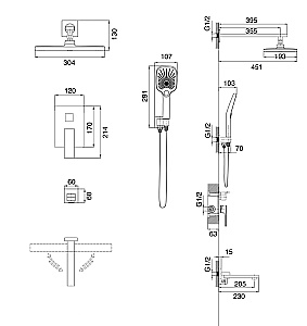 Душевая система Grossman Style 501.K35.05.420 графит брашированный купить в интернет-магазине сантехники Sanbest