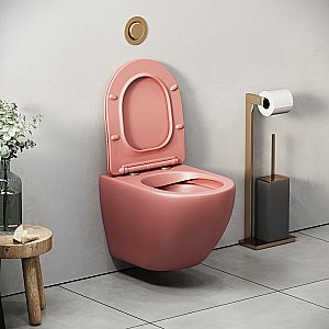 Унитаз подвесной Grossman Color GR-4455PIMS безободковый, с крышкой микролифт, розовый матовый купить в интернет-магазине Sanbest