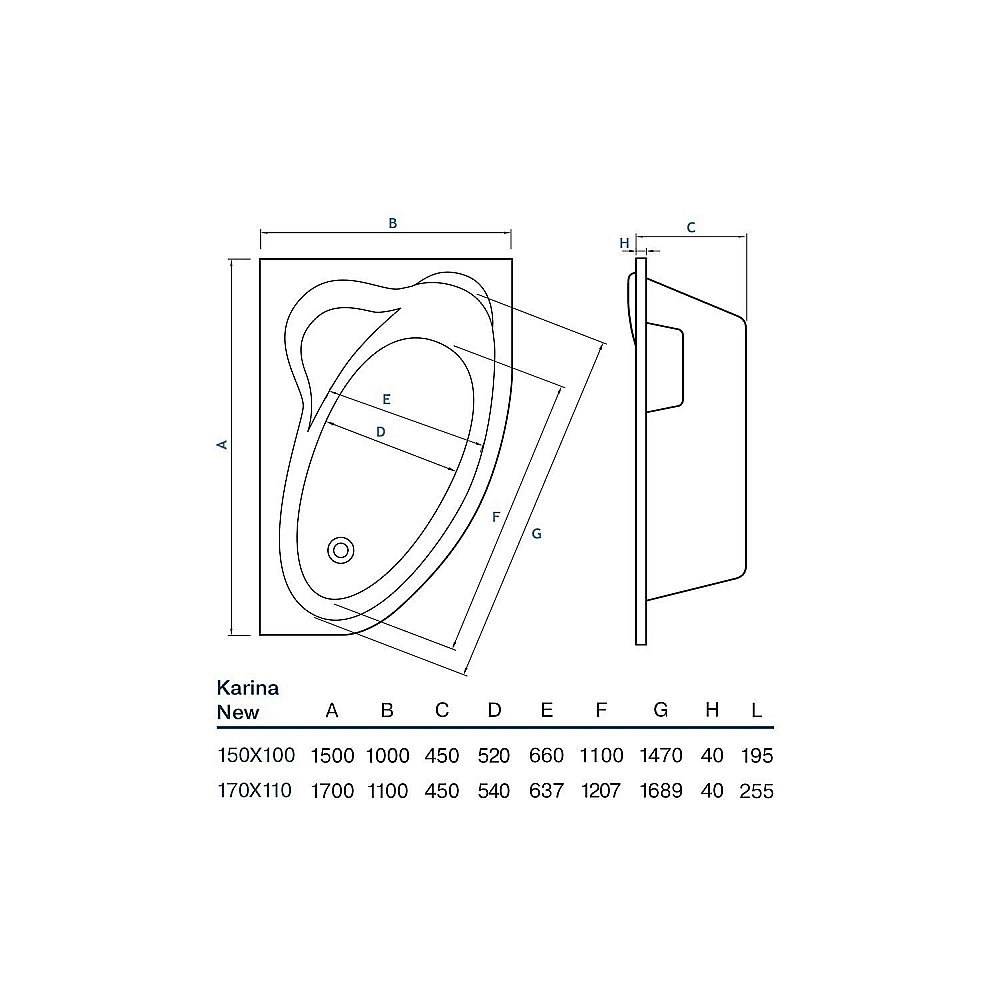 Ванна акриловая Koller Pool Karina 150x100 KARINA150X100L белая купить в интернет-магазине Sanbest