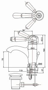 Смеситель для раковины Burlington Chelsea Regent CHR22 хром/ручка белая купить в интернет-магазине сантехники Sanbest