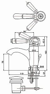 Смеситель для раковины Burlington Chelsea Regent CHR22 хром/ручка белая купить в интернет-магазине сантехники Sanbest