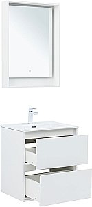 Тумба с раковиной Aquanet Милан 336367/254363 60 белый глянец для ванной в интернет-магазине Sanbest