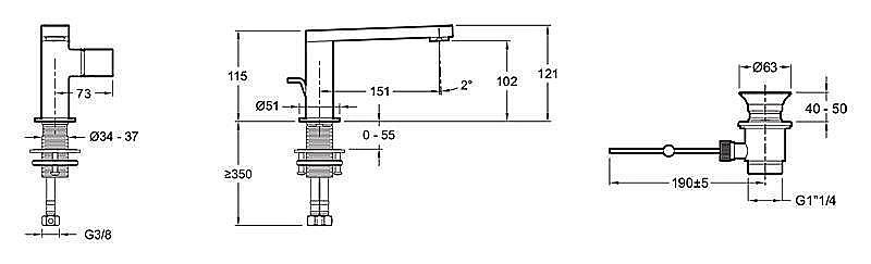 Cмеситель для раковины Jacob Delafon COMPOSED E73050-CP хром купить в интернет-магазине сантехники Sanbest