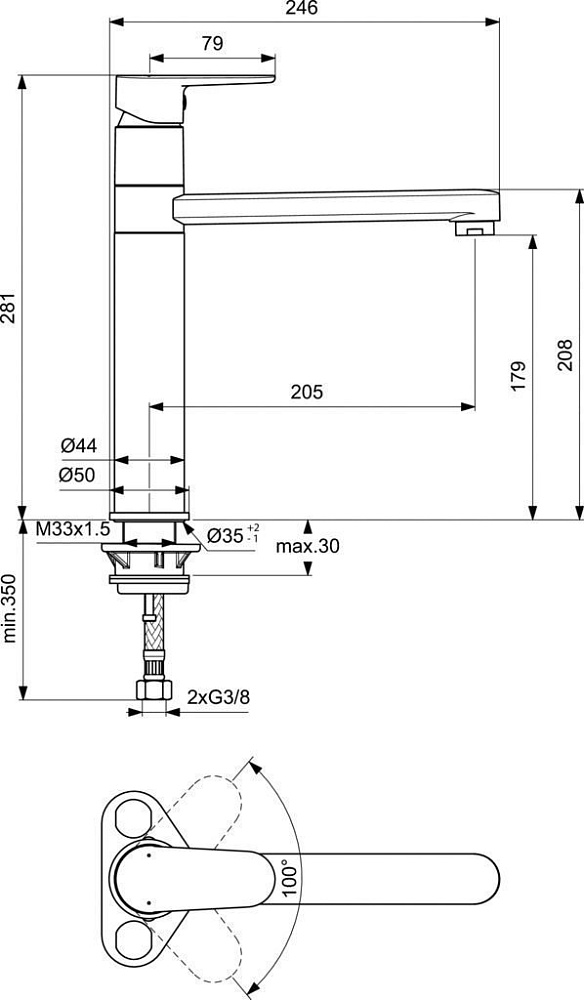 Смеситель для кухни Ideal Standard CERAFINE O BC501XG купить в интернет-магазине сантехники Sanbest