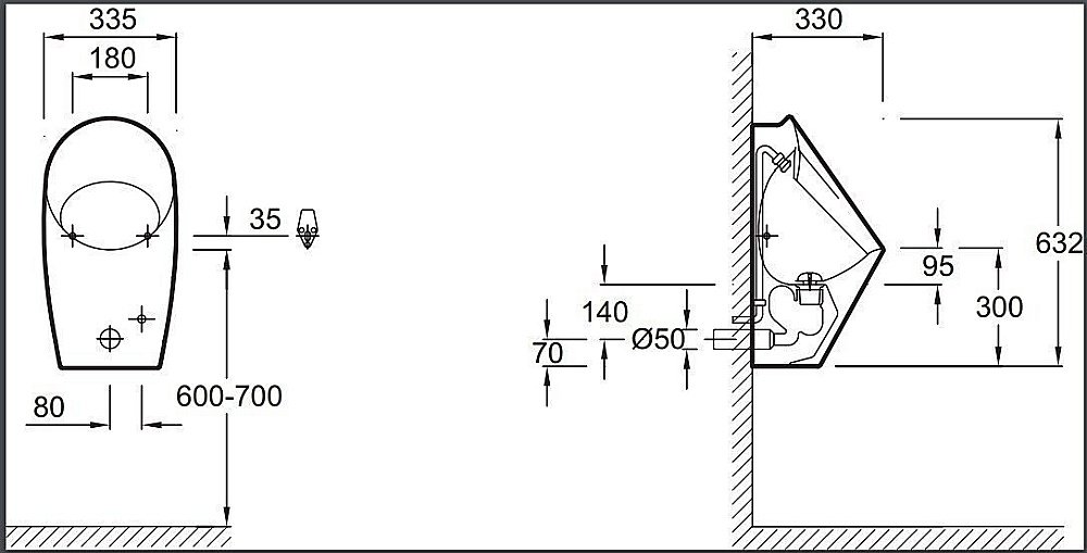 Писсуар Jacob Delafon PATIO E1548-00 купить в интернет-магазине Sanbest