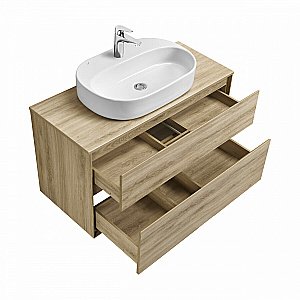 Тумба со столешницей Акватон Либерти 100 дуб эльвезия для ванной в интернет-магазине Sanbest