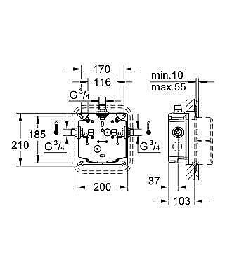 Скрытый монтажный ящик Grohe Eurodisc SE 36014 000 купить в интернет-магазине сантехники Sanbest
