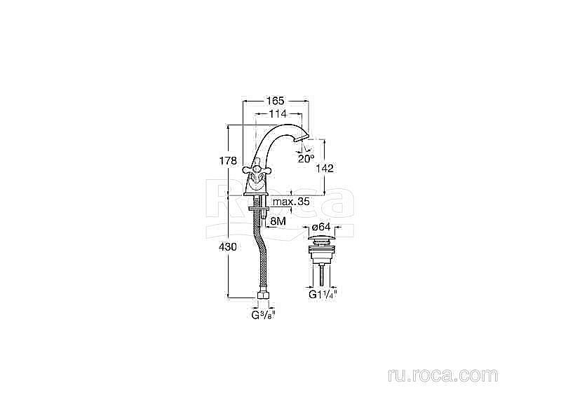 Смеситель для раковины Roca Carmen 5A3A4BC00 купить в интернет-магазине сантехники Sanbest