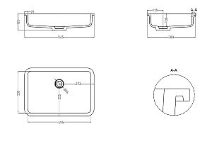 Раковина врезная снизу столешницы Salini MAREA 09 1802209MF 54,5 из искусственного камня S-Stone, матовая, цвет по RAL полностью купить в интернет-магазине Sanbest