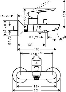 Смеситель для ванны Hansgrohe Logis E 71403000 купить в интернет-магазине сантехники Sanbest