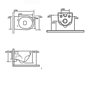 Унитаз подвесной Kerasan Aquatech 3714 Белый, безободковый купить в интернет-магазине Sanbest