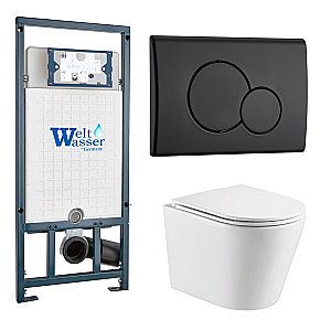 Унитаз с инсталляцией WeltWasser MARBERG 507 + SALZBACH 043 GL-WT + MAR 507 RD MT-BL купить в интернет-магазине Sanbest