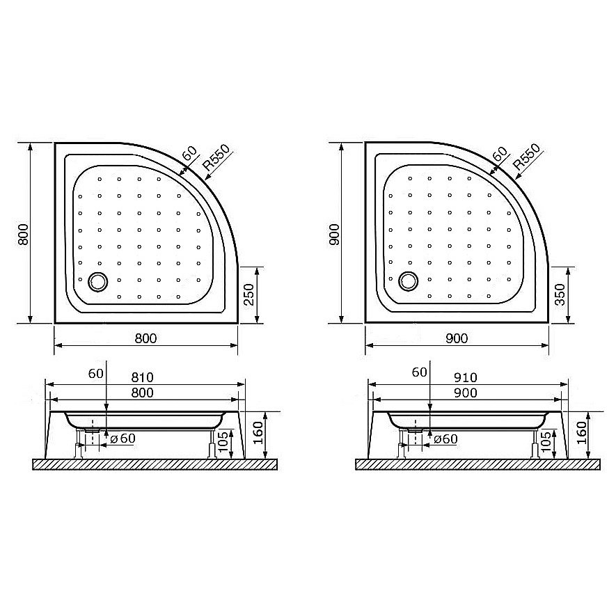 Душевой поддон RGW Acryl LUX/TN-Р 16180499-41 90х90 белый купить в интернет-магазине Sanbest