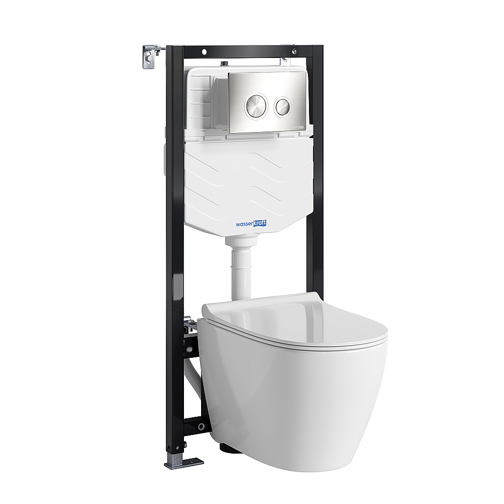 Унитаз WasserKraft Vils 56TLT.010.ME.BN01.H002 белый глянцевый, с крышкой микролифт, с инсталляцией, безободковый купить в интернет-магазине Sanbest