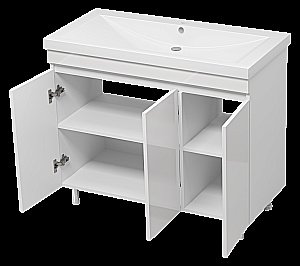 Тумба с раковиной Misty Енисей -100 Э-Ени01100-0112Я белая для ванной в интернет-магазине Sanbest