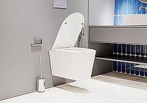 Унитаз подвесной Veconi Ruga VRU-52T белый, безободковый, с крышкой микролифт, слив торнадо купить в интернет-магазине Sanbest