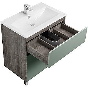 Тумба с раковиной Акватон Форест 75 дуб рошелье/сумеречный голубой для ванной в интернет-магазине Sanbest