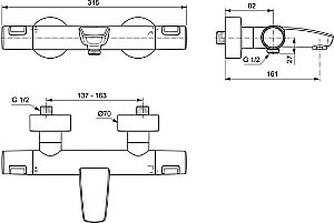 Смеситель для ванны Ideal Standard CERATHERM T25 A7544XG купить в интернет-магазине сантехники Sanbest