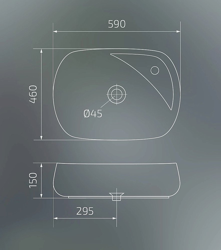 Раковина накладная Gid Lago 59 N9048 51185 белая купить в интернет-магазине Sanbest