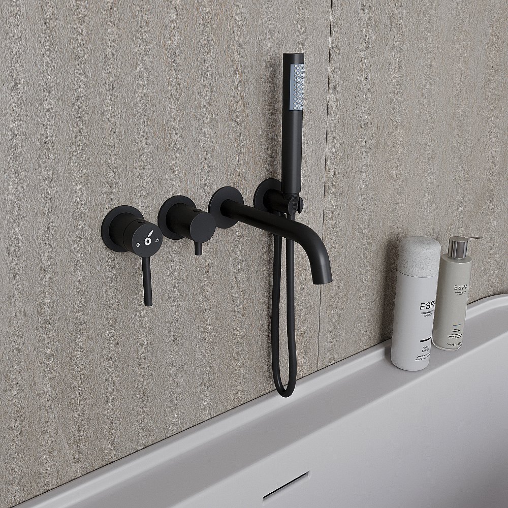 Смеитель для ванны Oliveeka Y OL-889017-MB черный матовый купить в интернет-магазине сантехники Sanbest