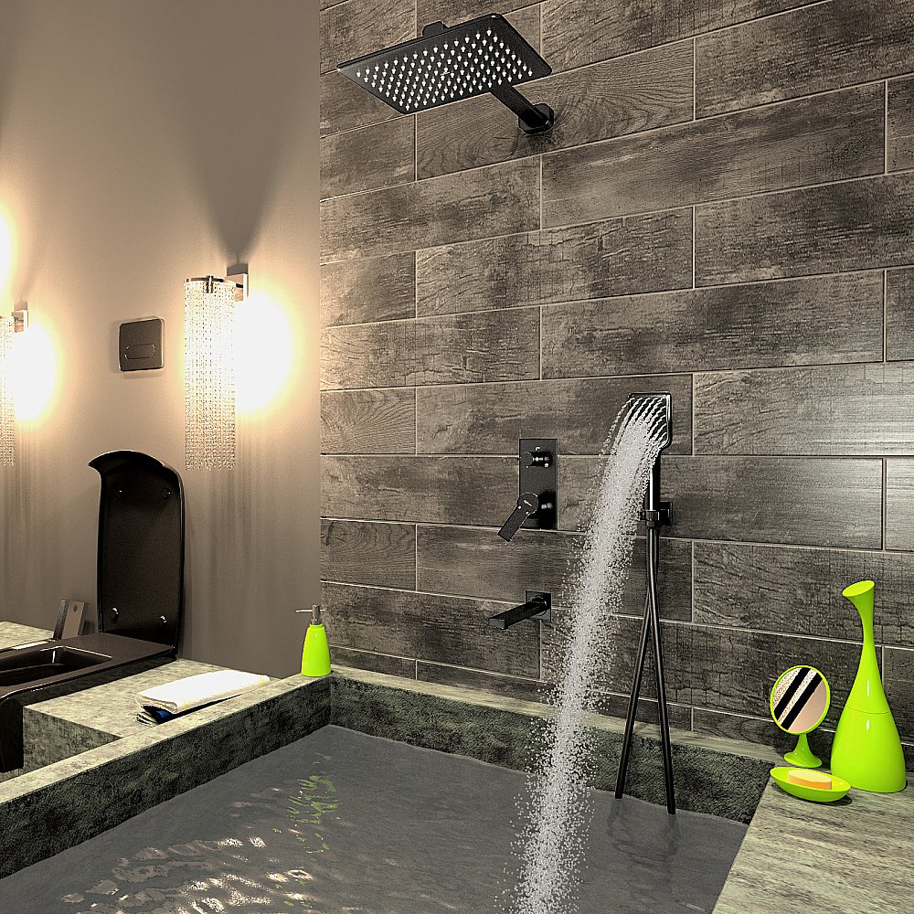 Душевая система Elghansa 54Q0743-Black(Set-15-New) черная купить в интернет-магазине сантехники Sanbest