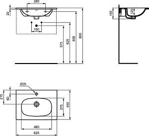 Тумба с раковиной Ideal Standard TESI 60 черная для ванной в интернет-магазине Sanbest