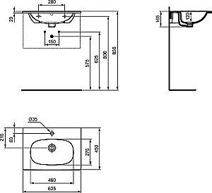Тумба с раковиной Ideal Standard TESI 60 черная для ванной в интернет-магазине Sanbest