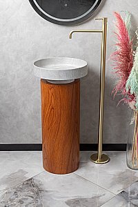 Раковина Boheme Corian 40 801-GR+801-Base-RWood Amani Grigio/Red Wood купить в интернет-магазине Sanbest