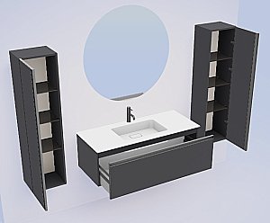 Тумба с раковиной Armadi Art QUATRO 1 100 ANTHRACITE/профиль ANTHRACITE для ванной в интернет-магазине Sanbest