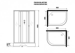 Душевая кабина Niagara Promo P90/80/26/MT/BK купить в интернет-магазине Sanbest
